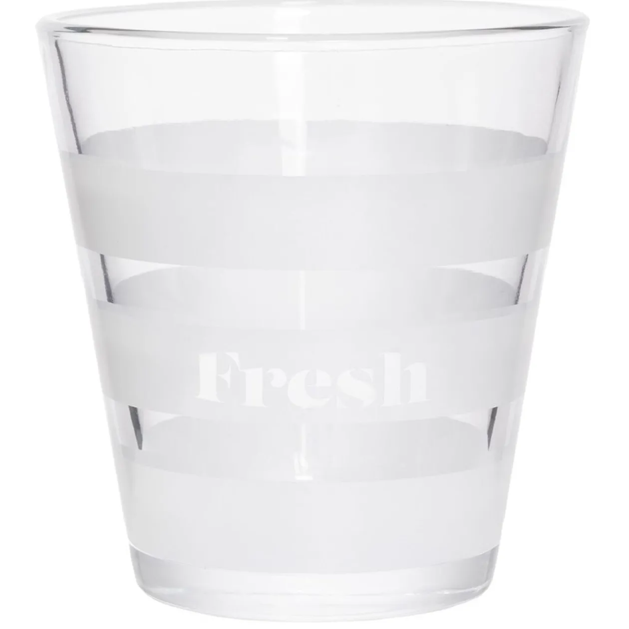 Gobelet bas conique transparent rayure blanche 25cl x3 - Ø8,4 x H8 cm