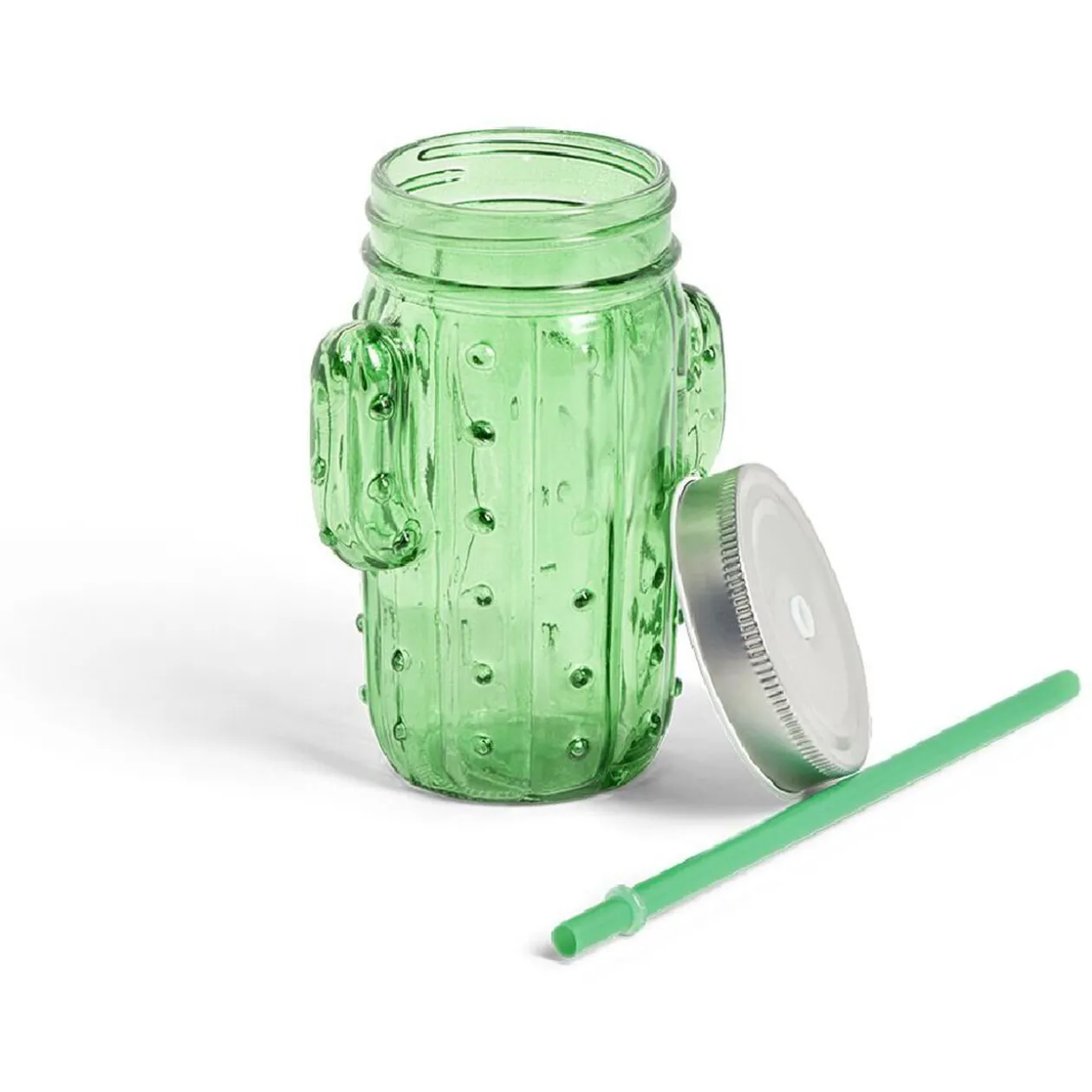Gobelet en verre avec paille cactus