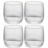 Gobelet en verre transparent avec liseré doré x4