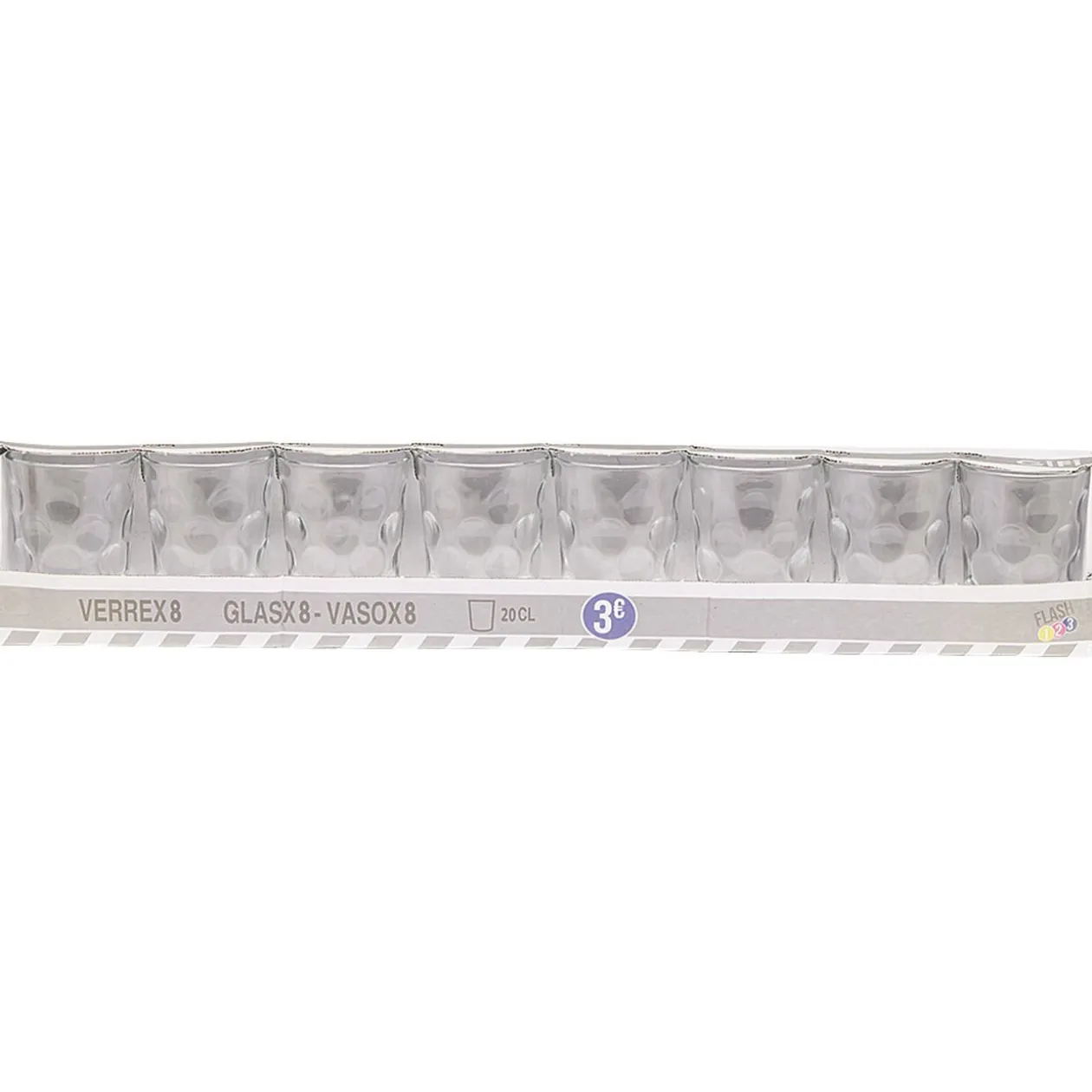 Gobelet verre motif embossé transparent 20 cl x8