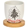 Gobelets café et sous tasse blanc motif noir rouge 11 cl x4