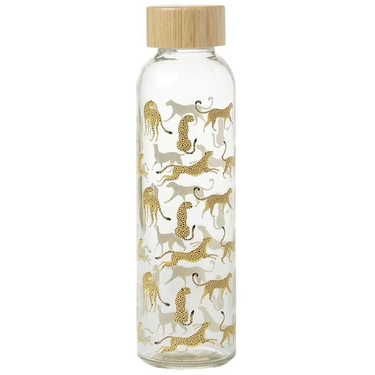 Gourde bouteille en verre avec bouchon bambou 500ml Ø6,5xH22cm