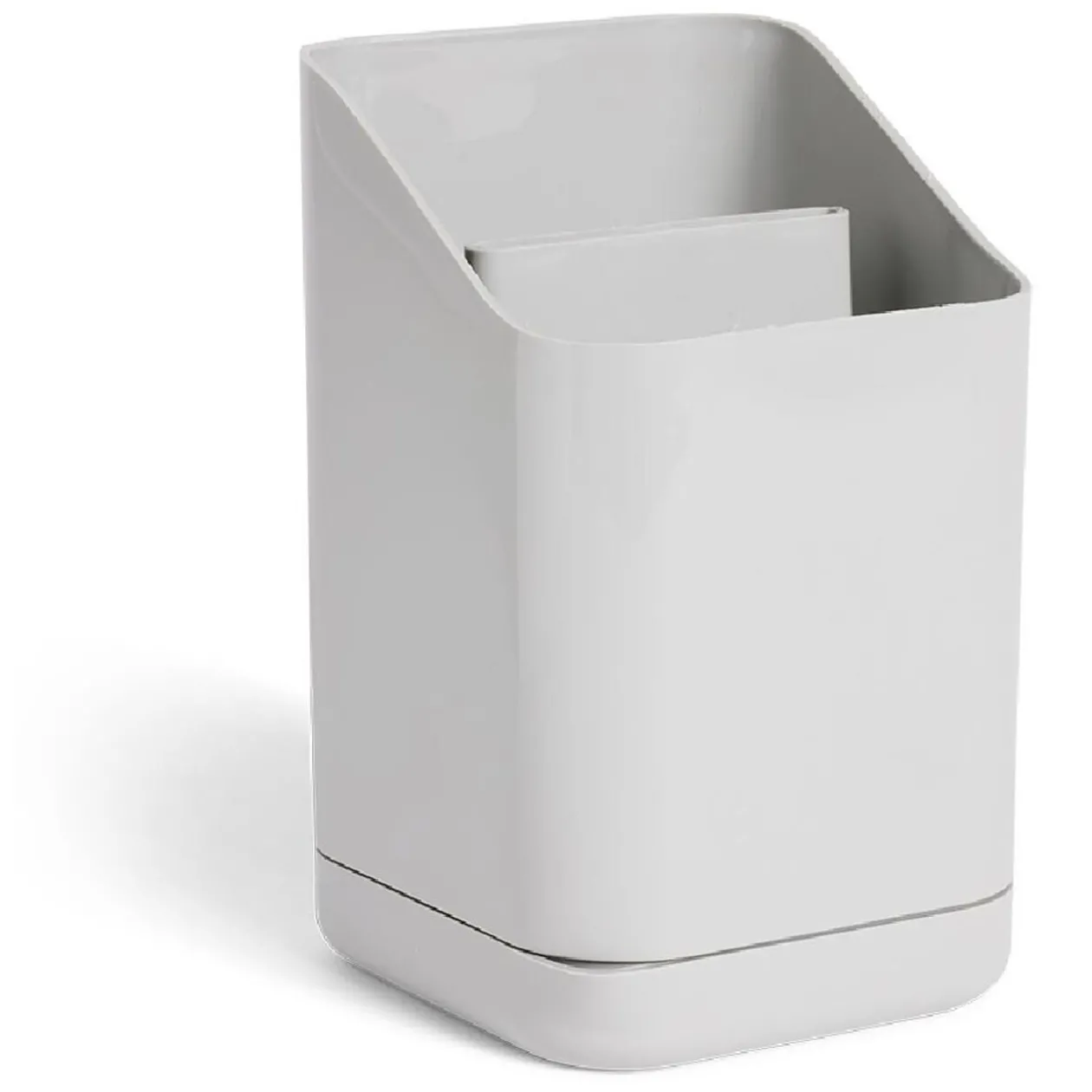 Égoutoir à couverts et ustensiles plastique gris - 11x11xH17cm