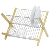 Égouttoir à vaisselle pliable bambou et métal
