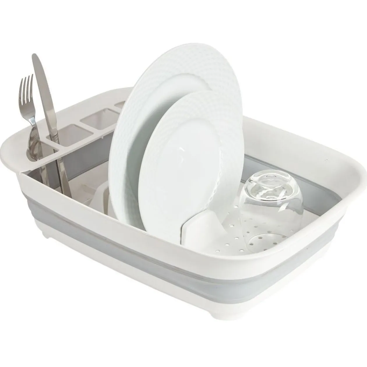 Égouttoir rétractable plastique blanc 45x32,5xH5,5/12cm