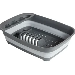 Égouttoir rétractable plastique gris 45x32,5xH5,5/12cm