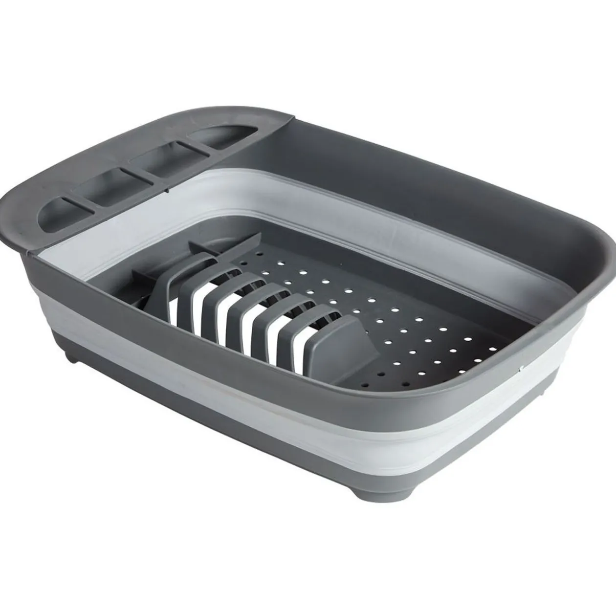 Égouttoir rétractable plastique gris 45x32,5xH5,5/12cm