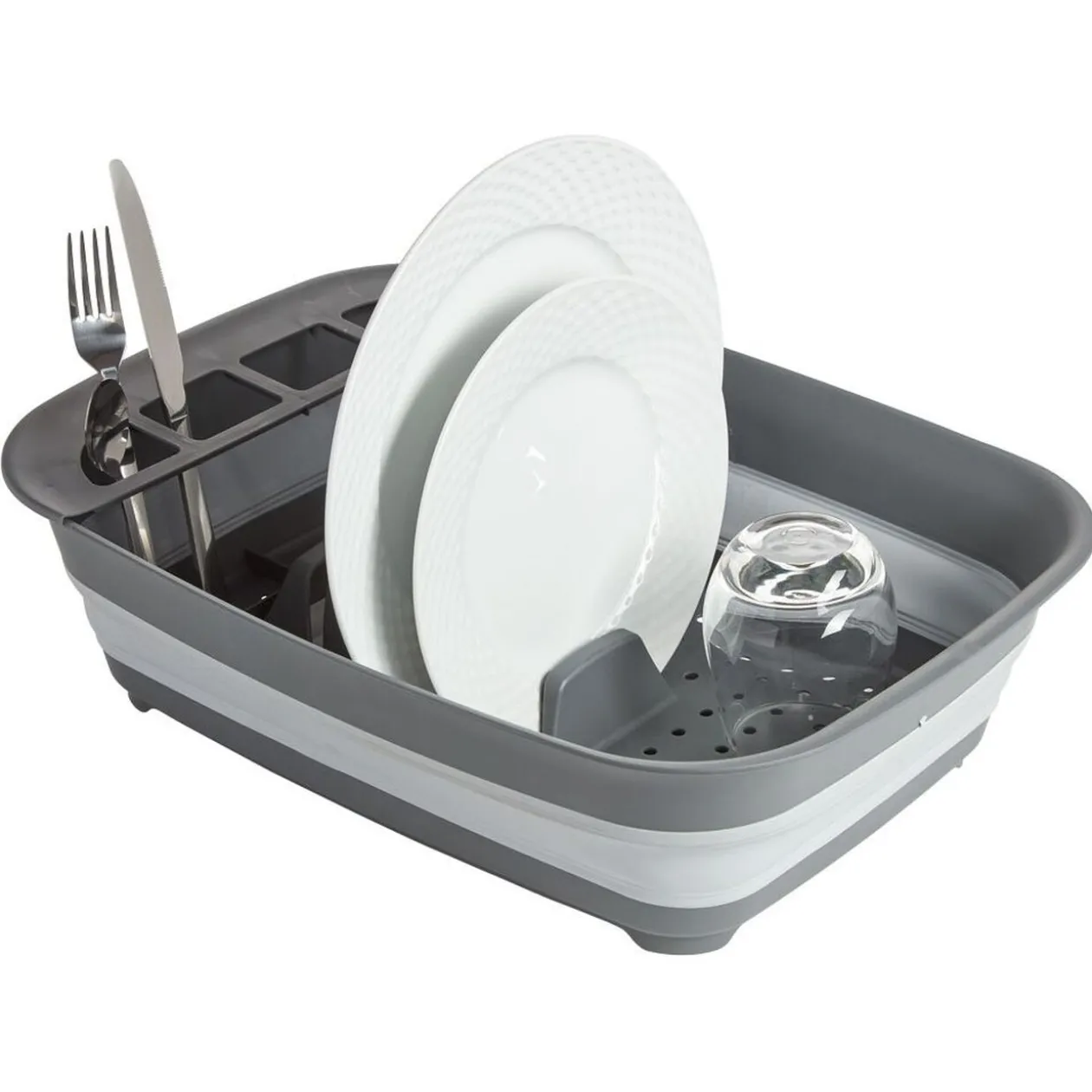 Égouttoir rétractable plastique gris 45x32,5xH5,5/12cm
