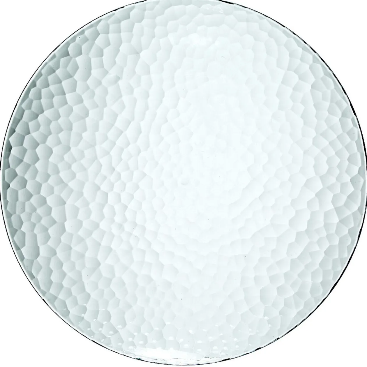 Lot de 4 assiettes plates rondes en plastique effet martelé
