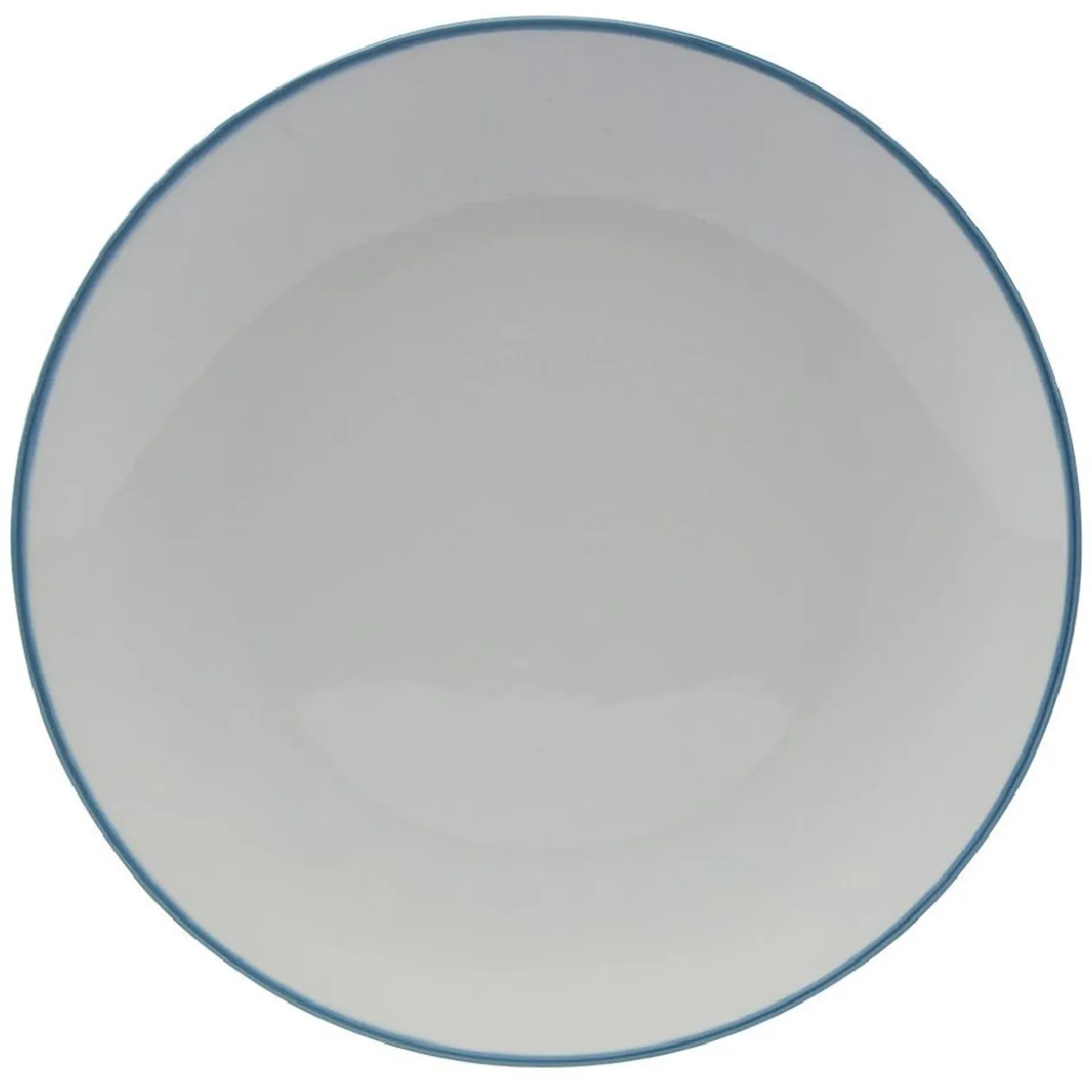 Lot de 4 assiettes plates rondes porcelaine blanche avec liseré coloré