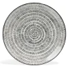 Lot de 4 assiettes plates Ø27cm porcelaine imprimé noir et blanc