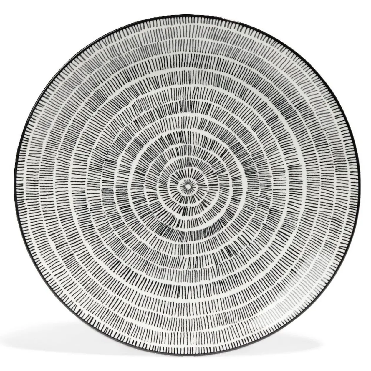 Lot de 4 assiettes plates Ø27cm porcelaine imprimé noir et blanc