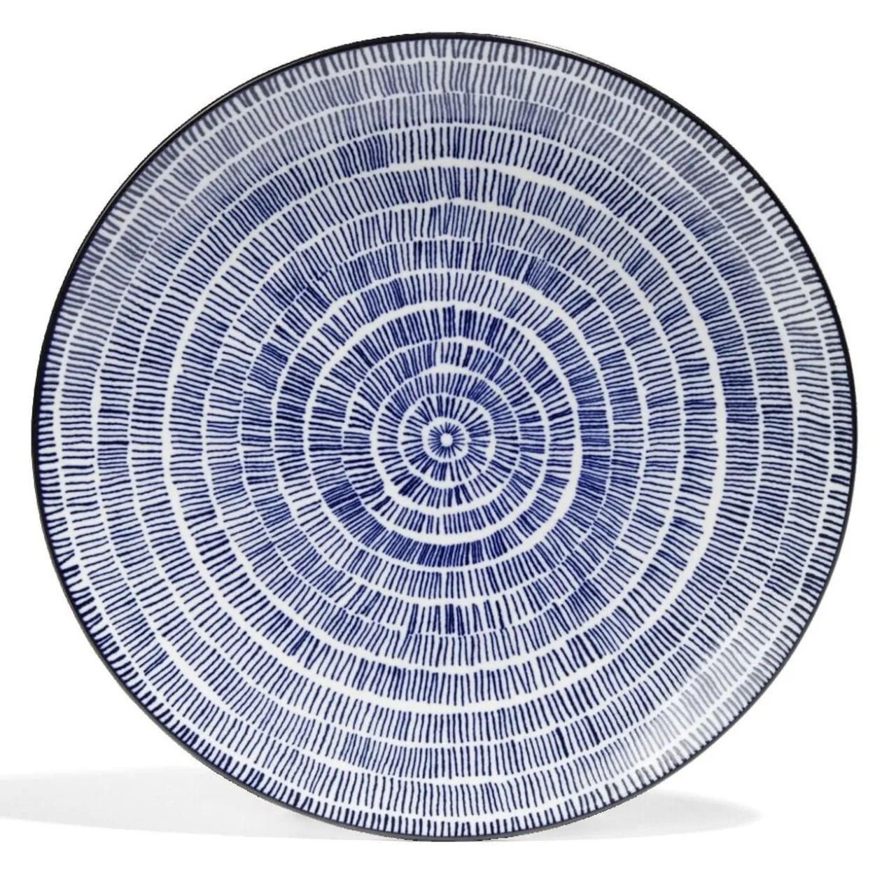 Lot de 4 assiettes plates Ø27cm porcelaine imprimé bleu et blanc