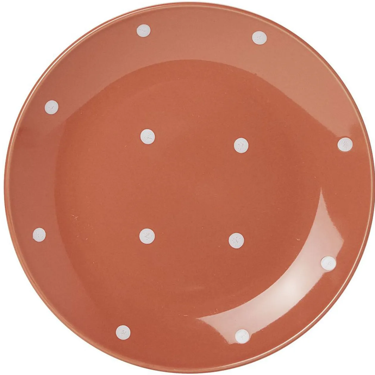 Lot de 4 assiettes rondes plates céramique déco pois