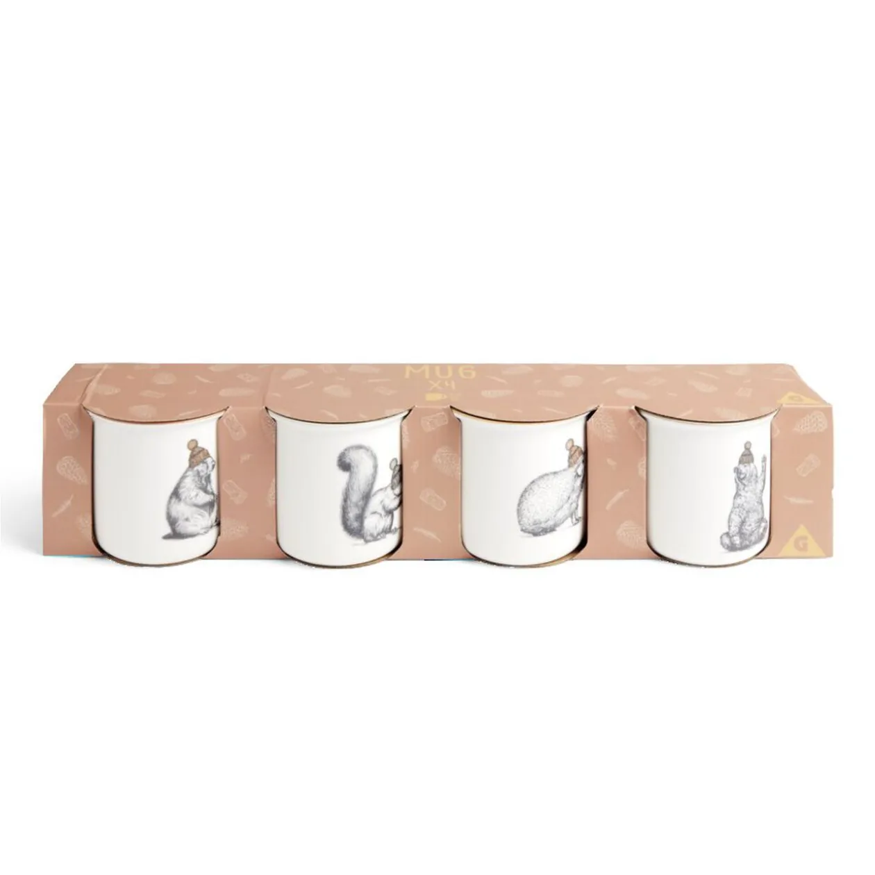 Lot de 4 mugs animaux 33,5cl