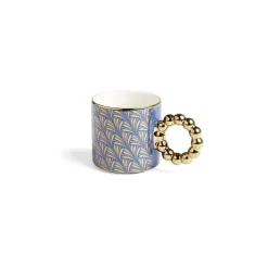 Lot de 2 mugs 30cl design chic bleu foncé et doré