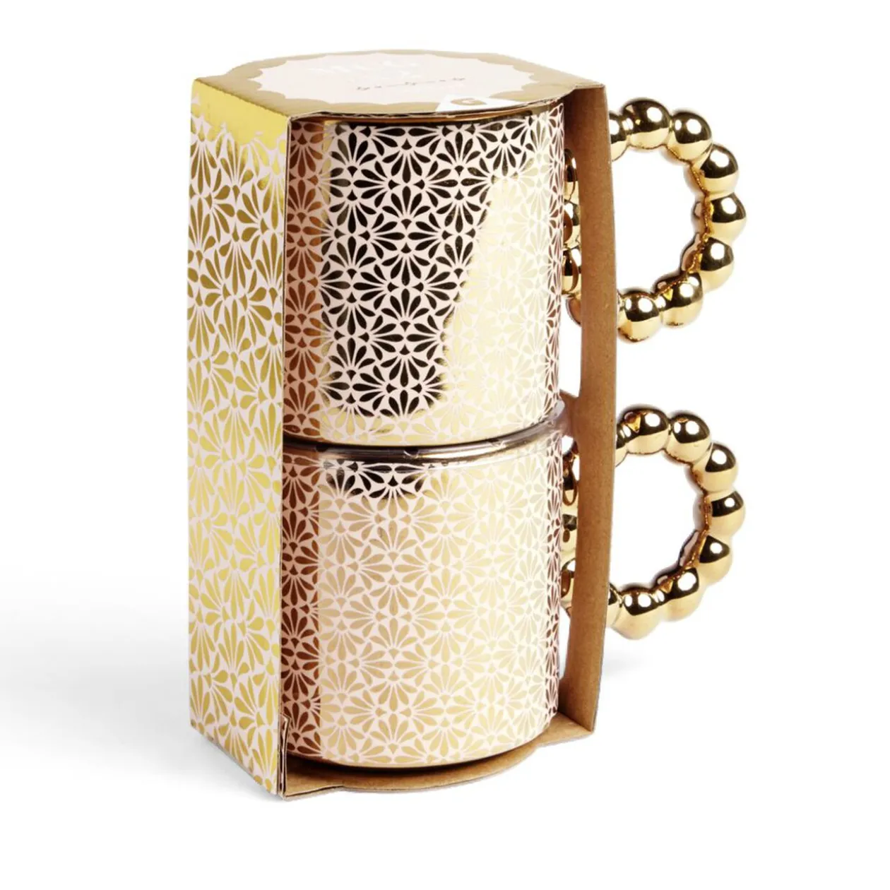 Lot de 2 mugs 30cl design chic rose et doré