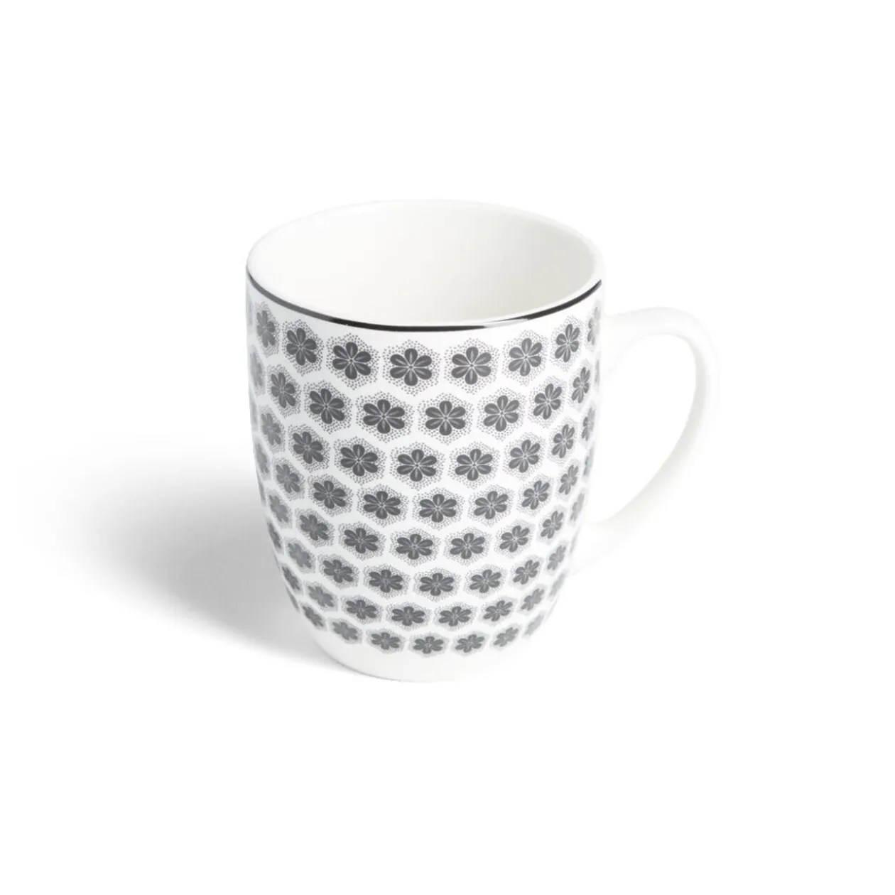 Lot de 4 mugs 200ml porcelaine Ø8,8x10,4cm noir et blanc