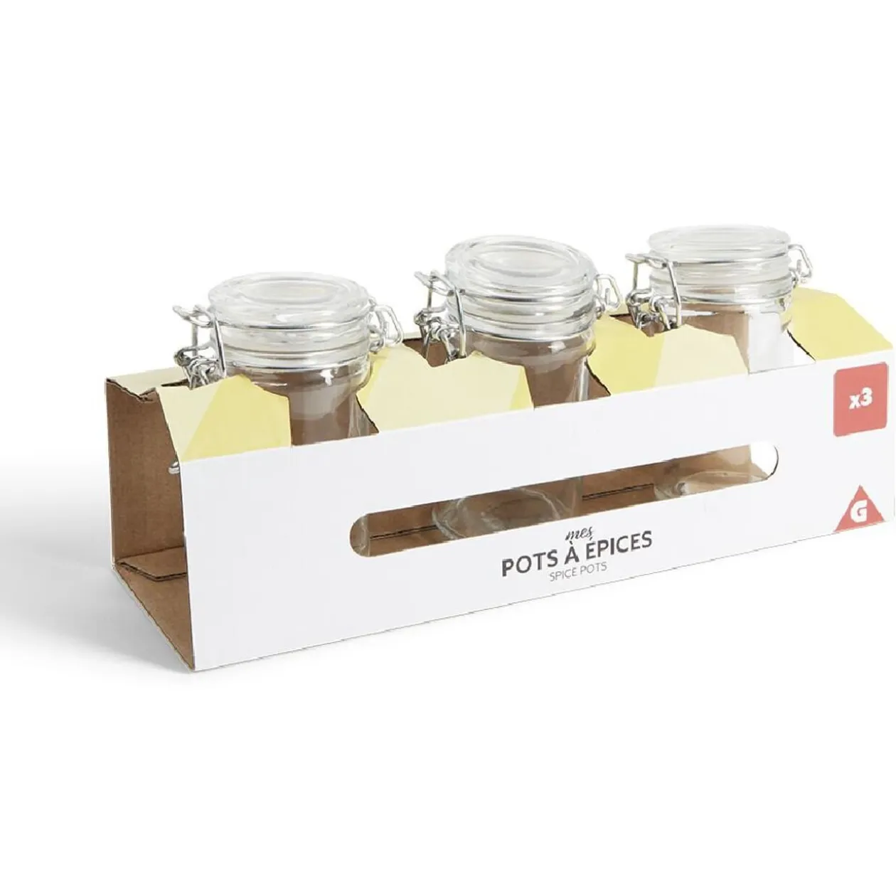 Lot de 3 pots à épices en verre