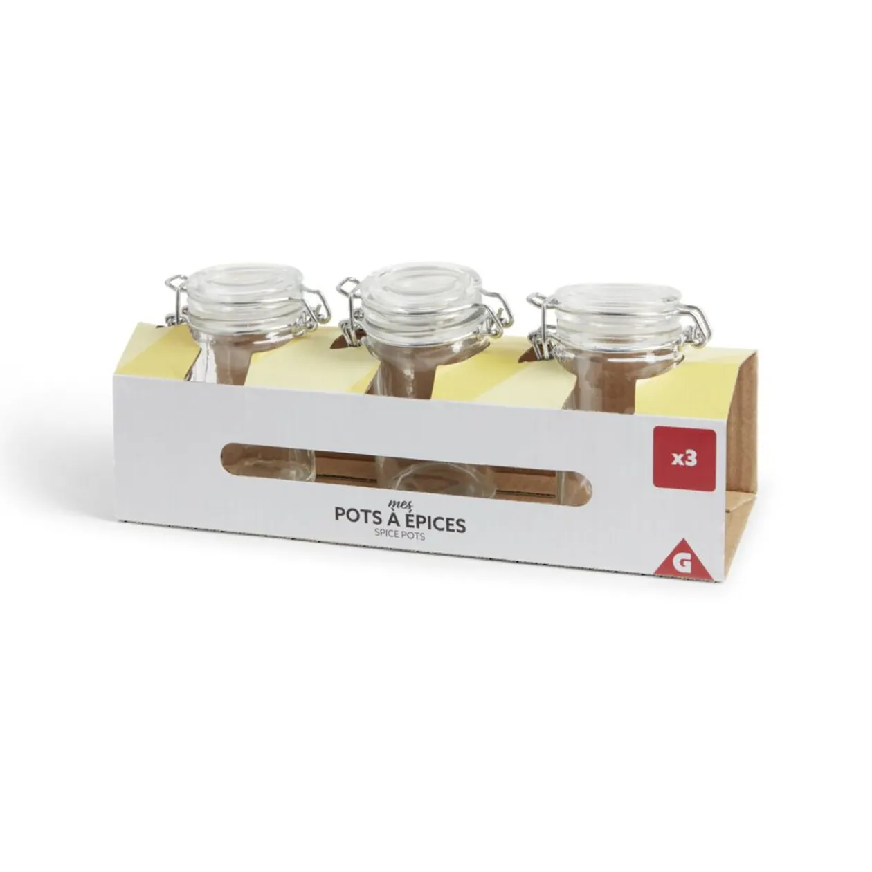 Lot de 3 pots à épices en verre