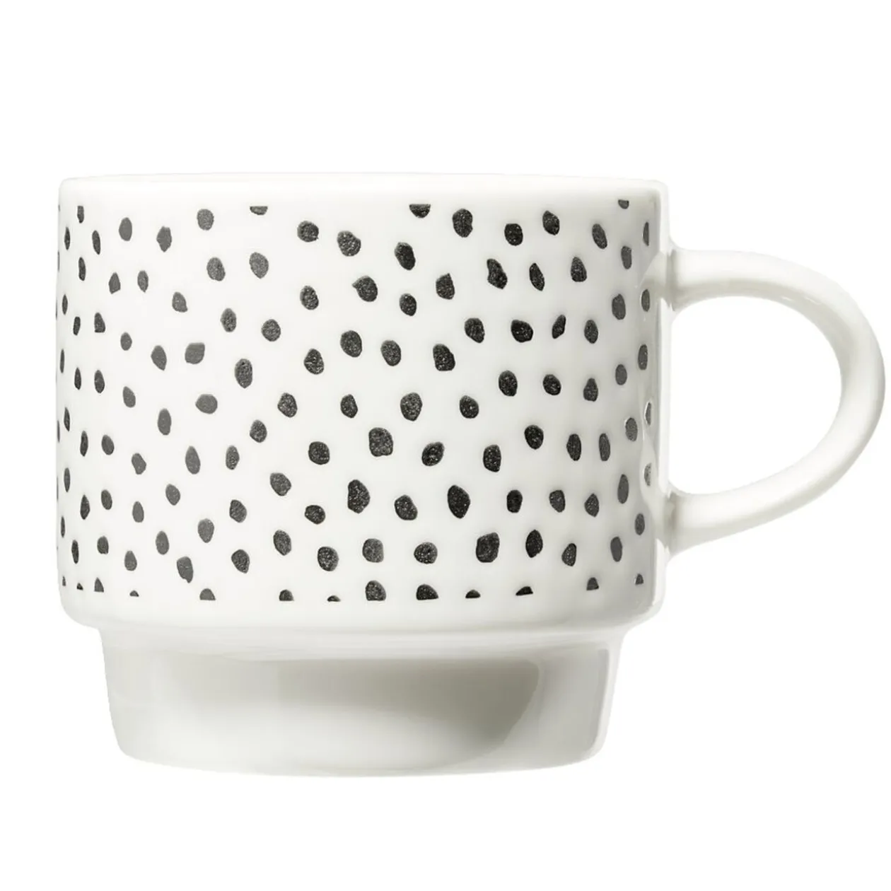 Lot de 4 tasses empilables 20cl porcelaine blanc et noir avec support métal