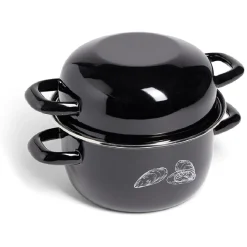 Marmite à moules avec couvercle Ø20,5cm acier noir