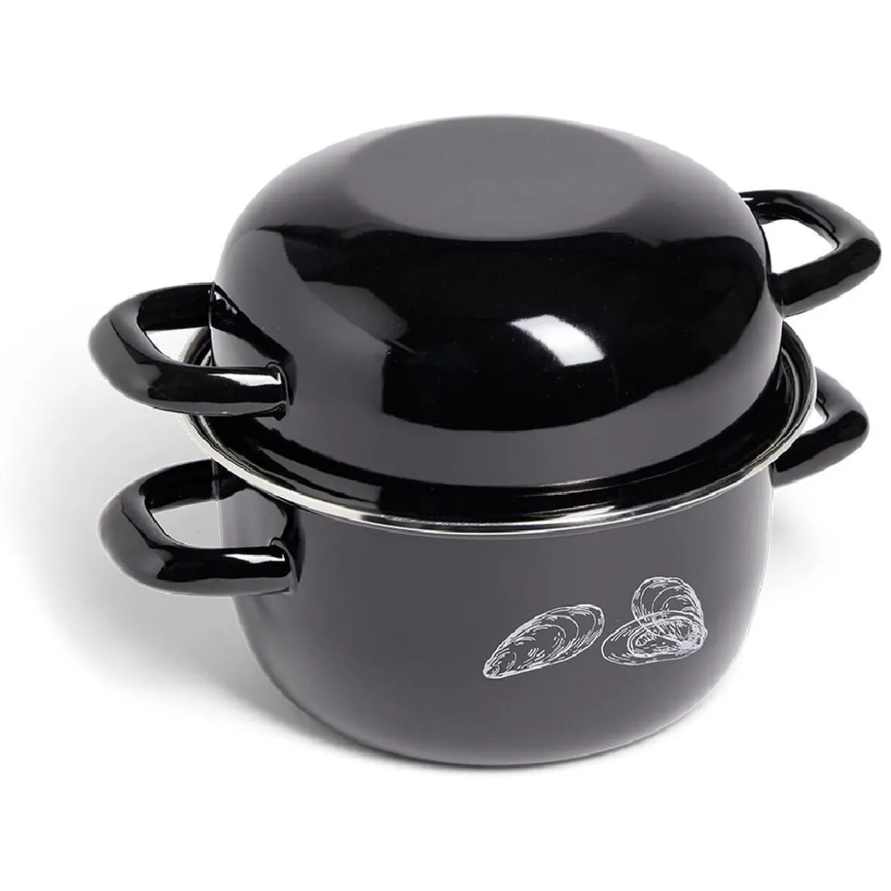 Marmite à moules avec couvercle Ø20,5cm acier noir