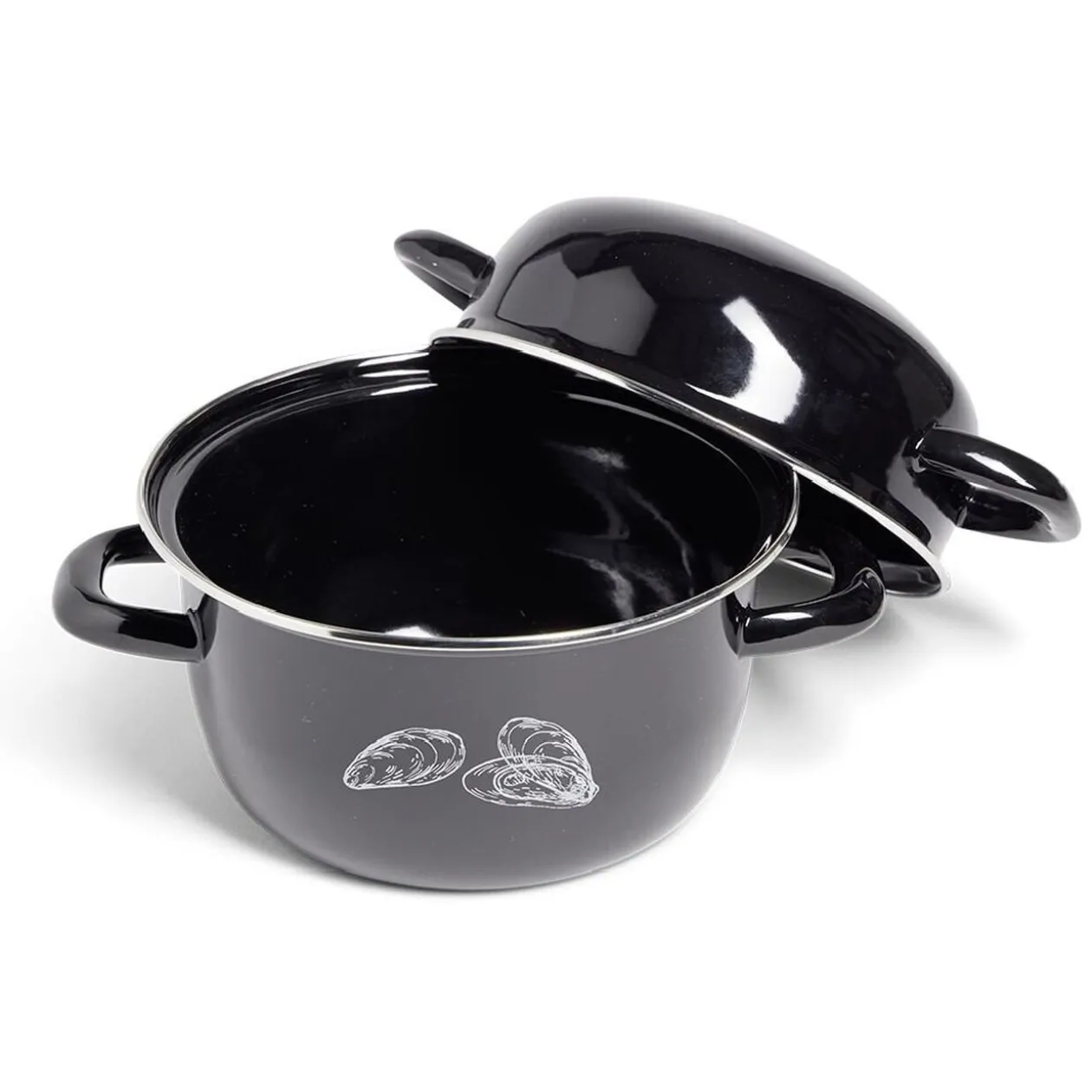 Marmite à moules avec couvercle Ø20,5cm acier noir