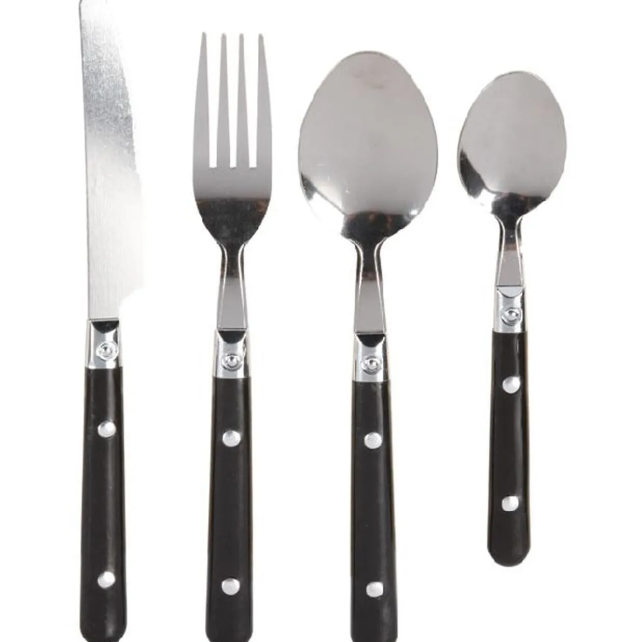 Ménagère 16 pièces inox manche plastique noir