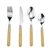 Ménagère 16 pièces inox manche plastique jaune doré