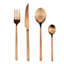 Ménagère 16 pièces inox marron cuivré