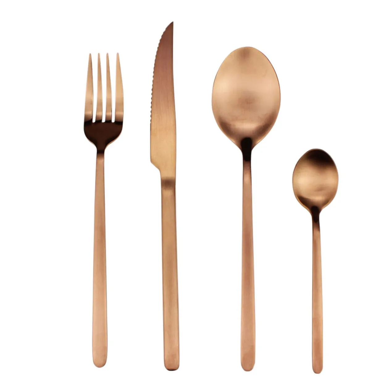Ménagère 16 pièces inox marron cuivré