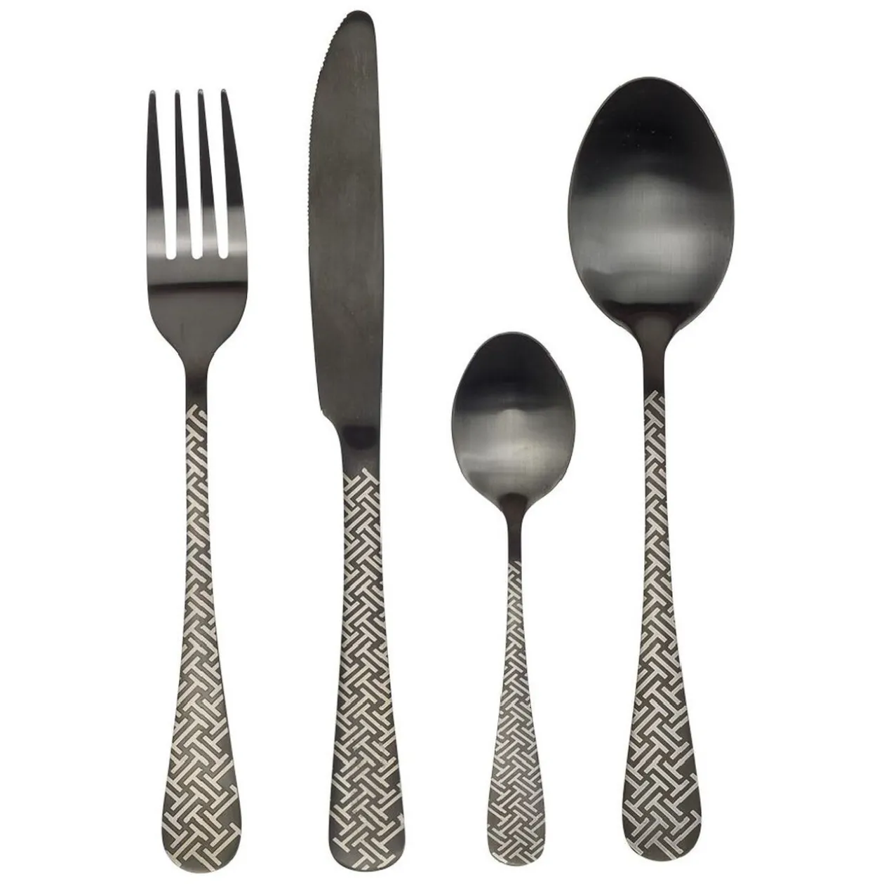Ménagère 16 pièces inox noir