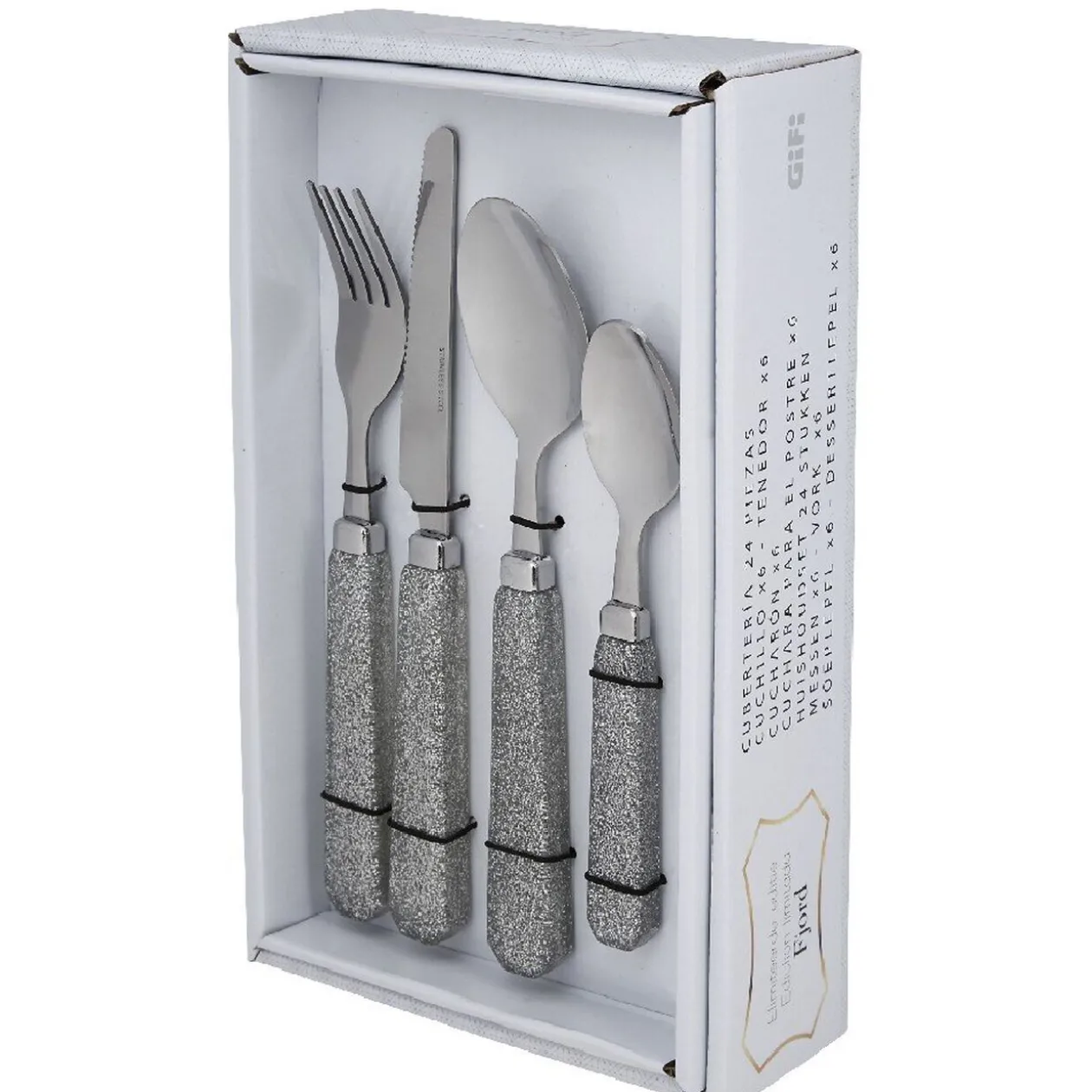 Ménagère 24 pièces pailleté gris argent