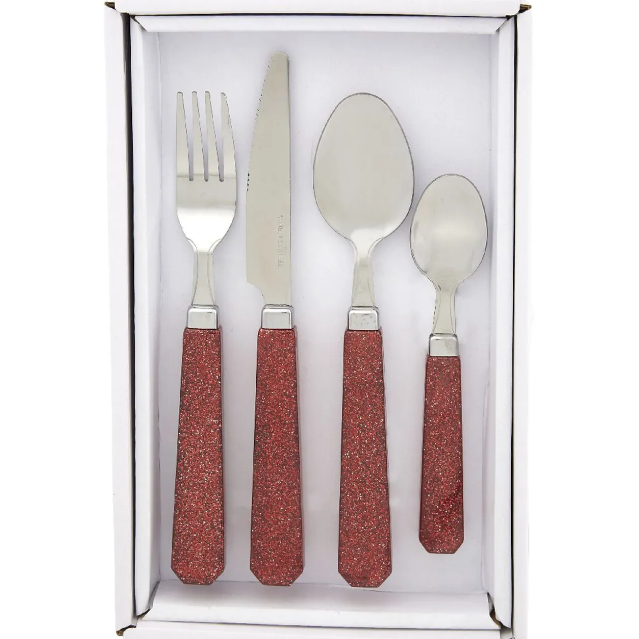 Ménagère 24 pièces paillettes rouge