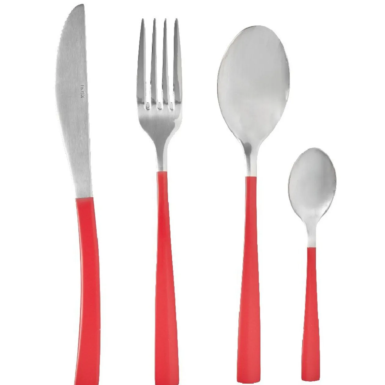 Ménagère de 16 couverts manche rouge
