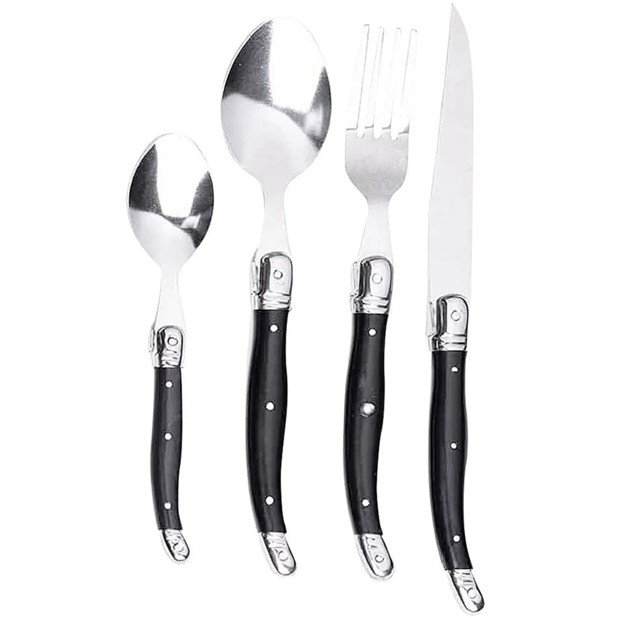Ménagère inox manche gris 24 pièces