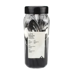 Ménagère inox manche noir 24 pièces