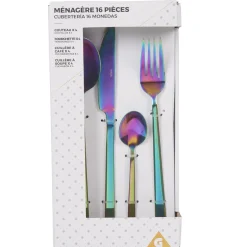 Ménagère iridiscente inox 16 pièces