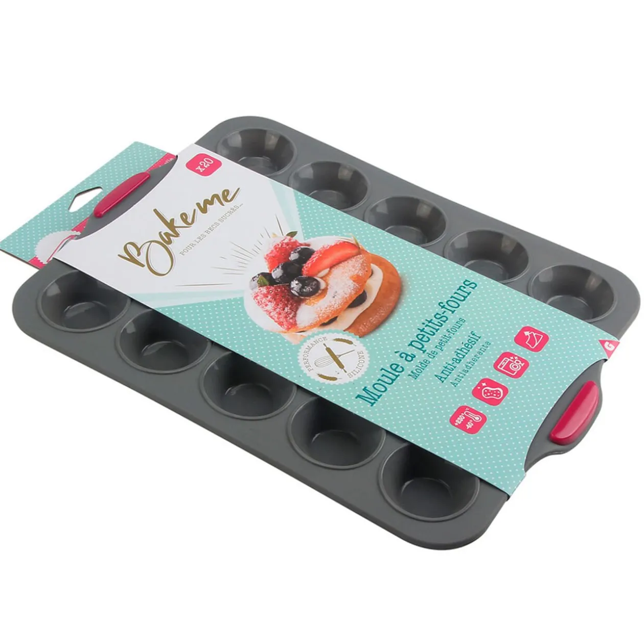 Moule petit four gris et rouge x20