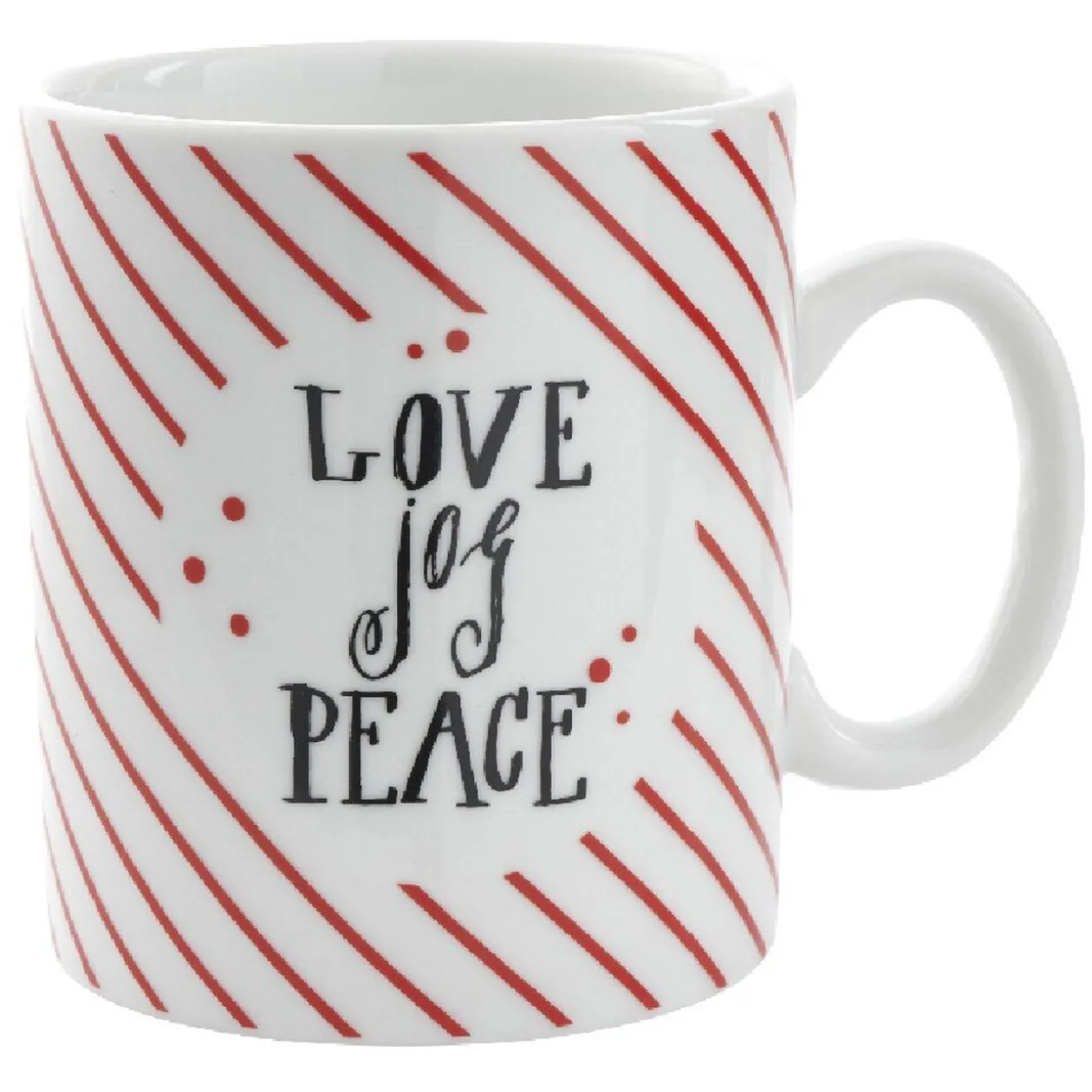 Mug avec boule à thé Love Jog Peace blanc rayure rouge 35 cl