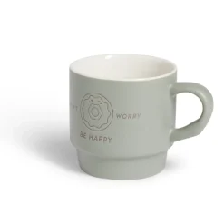 Mug empilables en céramique motifs et couleurs assorties 300ml - 4 pièces