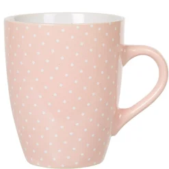Mug faïence rose motifs pois blancs