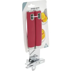 Ouvre boîte inox avec manche en polypropylène rouge
