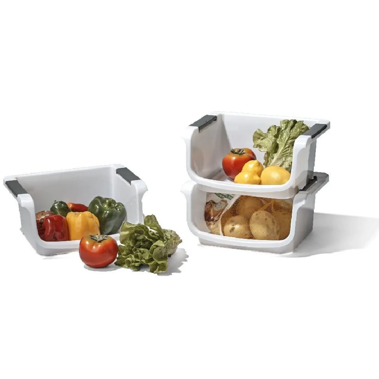 Panier superposable blanc x3