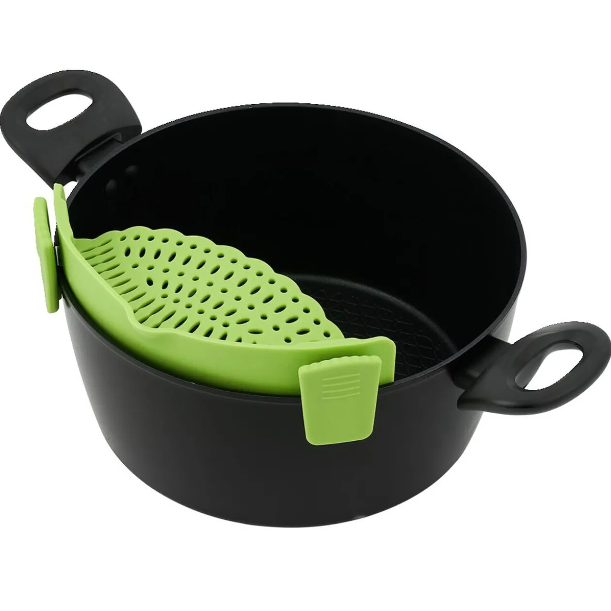 Passoire casserole à clips silicone gris