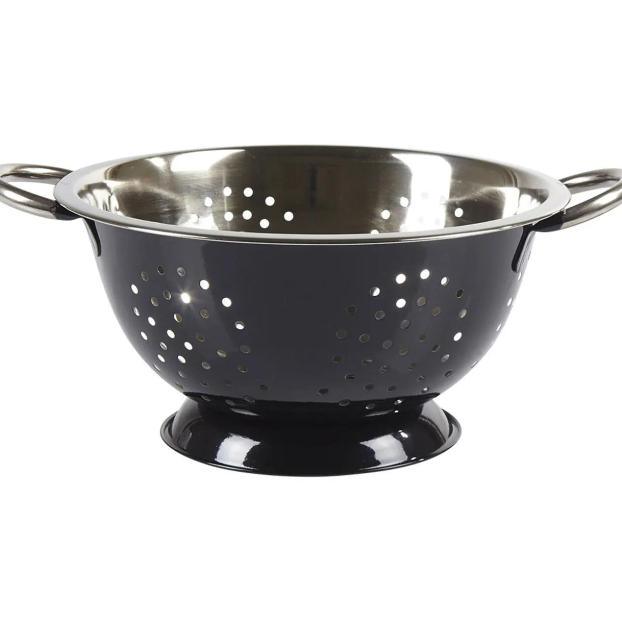Passoire ronde en inox noir et gris