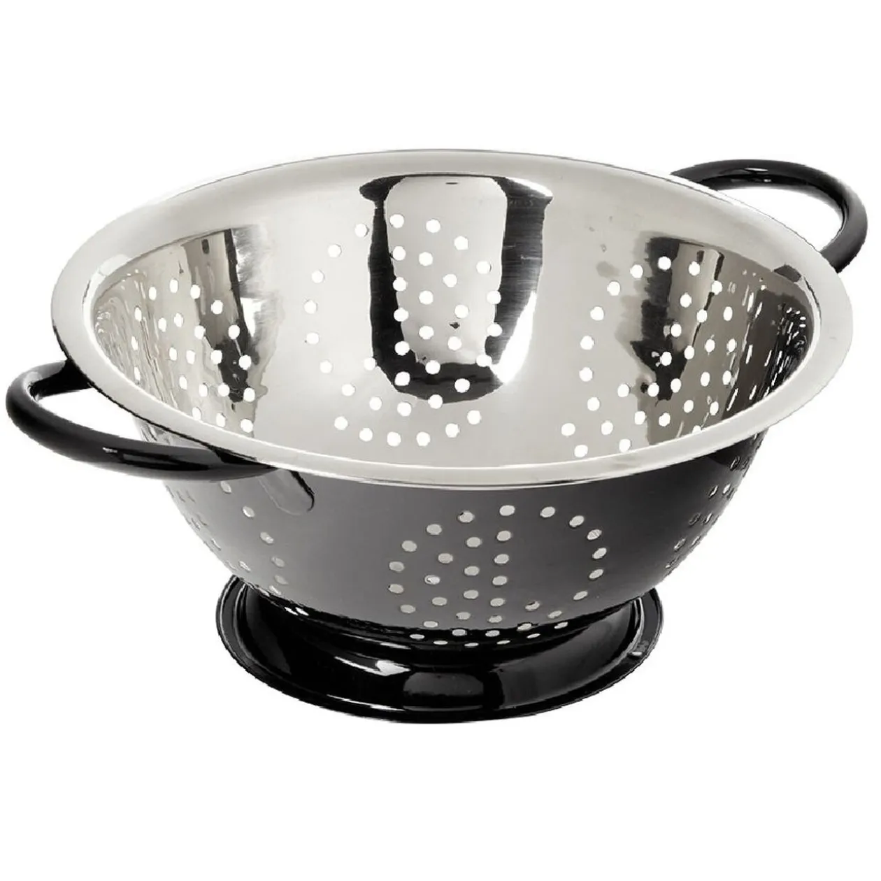 Passoire ronde en inox noir et gris