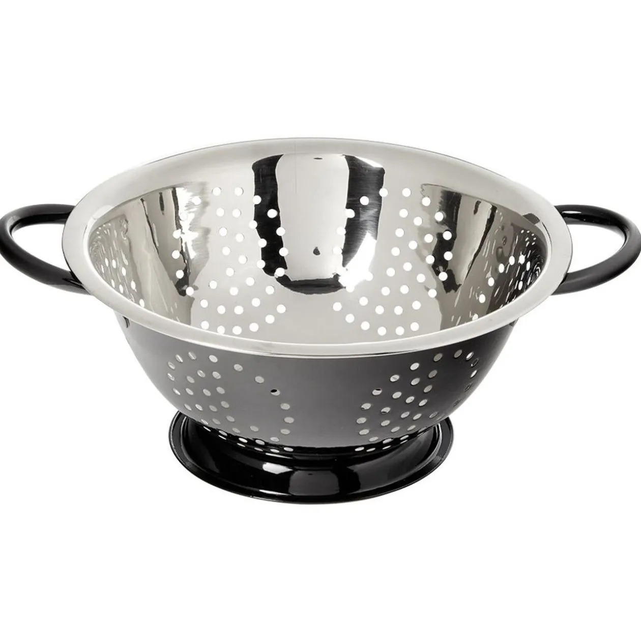Passoire ronde en inox noir et gris