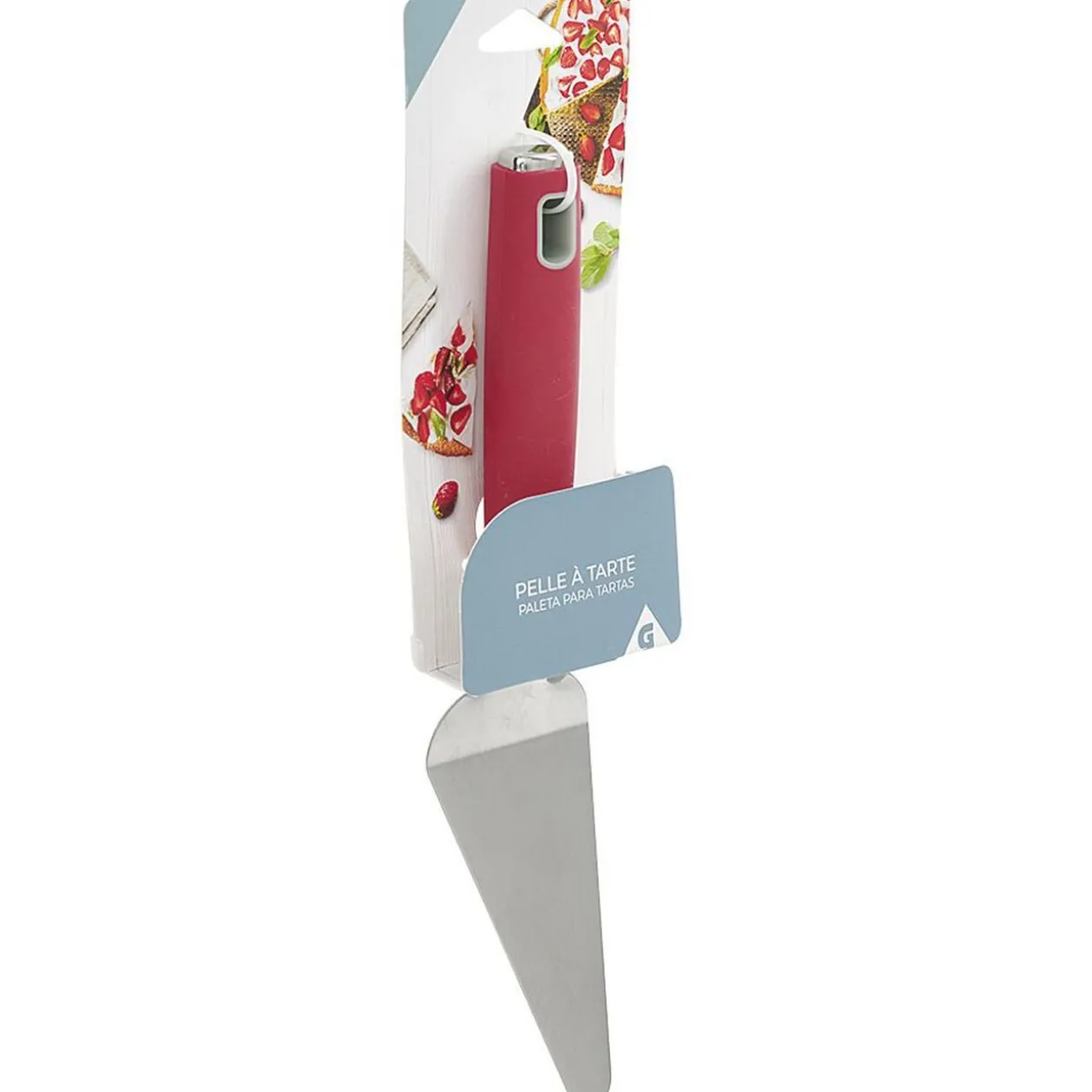 Pelle à tarte inox manche polypropylène rouge